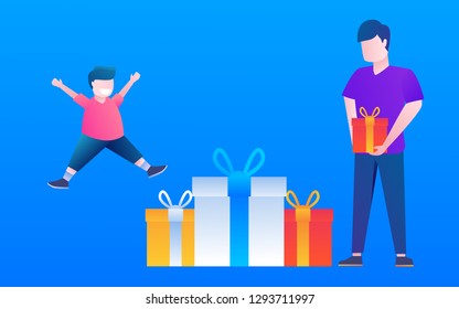 Gift boxes, presents isolated. Colorful wrapped. Sale, shopping concept. Collection for Birthday. vector design illustration