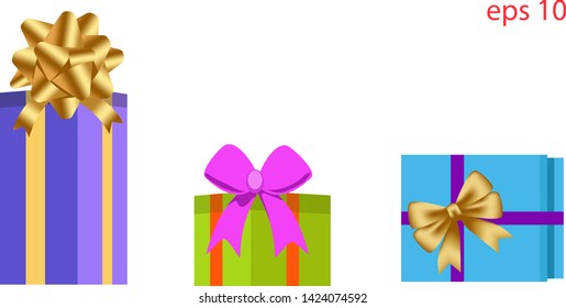 Gift boxes, presents isolated on transparent background. Colorful wrapped. Sale, shopping concept. 