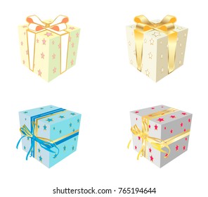 Gift boxes, presents isolated on white. 
