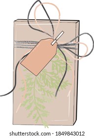 Cajas de regalo con impresión. Regalo. Con una tarjeta de etiqueta. Navidad. Vacaciones. Gráficos vectoriales