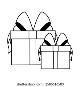 gift boxes with red bows icon over white background, vector illustration