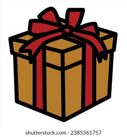 gift boxes with red ribbons, isolated on white background. Unfolded surprise giftbox, vector illustration.