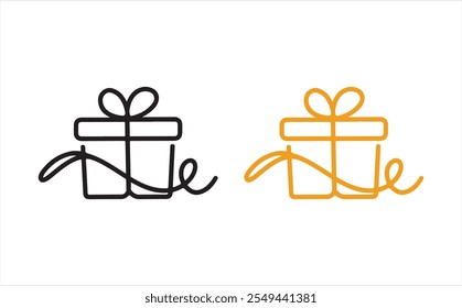 gift boxes with red silky ribbon bow, Gift card icon. Gift certificate vecto Gift boxes line icon. Birthday Shopping symbol Holiday or valentine's day Love box Vector illustrat
