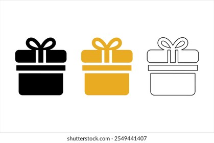 gift boxes with red silky ribbon bow, Gift card icon. Gift certificate vecto Gift boxes line icon. Birthday Shopping symbol Holiday or valentine's day Love box Vector illustrat