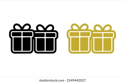 Gift boxes with red silky ribbon bow, Gift card icon. Gift certificate vector Gift boxes line icon. Birthday Shopping symbol. 