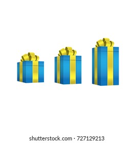 Gift boxes with ribbon and bow. 3d vector illustrations.