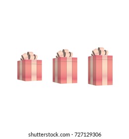 Gift boxes with ribbon and bow. 3d vector illustrations.