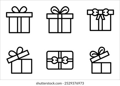Gift boxes with ribbon icons Set. Gift box for the holiday. vector illustration on white background