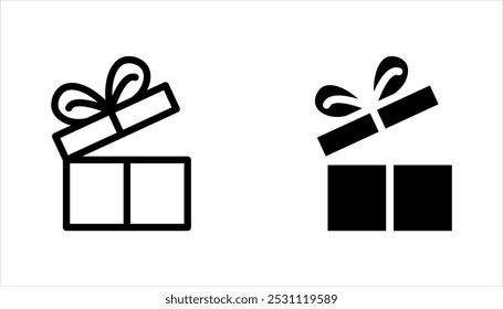 Cajas de regalo con iconos de cinta. Caja de regalo para el día de fiesta. Ilustración vectorial sobre fondo blanco
