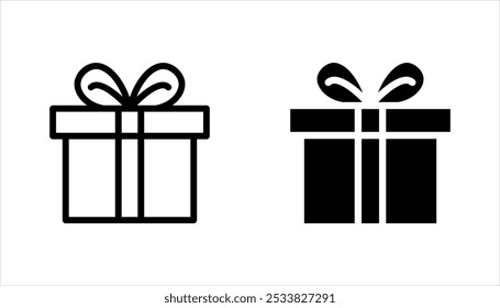 Cajas de regalo con iconos de cinta. Caja de regalo para el día de fiesta. Ilustración vectorial sobre fondo blanco