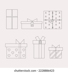
Gift boxes with ribbon line value, outline vector outline, linear style pictogram isolated on white. Symbol, logo illustration. Editable