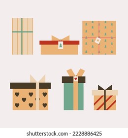 Geschenkbox mit FarbbandzeilenwertGeschenkbox. Set von verschiedenen Feldern vorhanden. Vektorgrafik. Bearbeitbar. Set