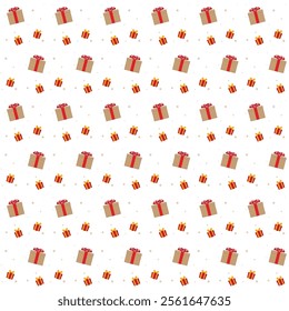 Gift boxes with ribbon seamless pattern vector white background different shapes