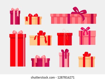 Gift boxes with ribbon for Valentine's day Vector