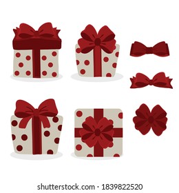 Gift boxes with ribbon. Vector illustration.