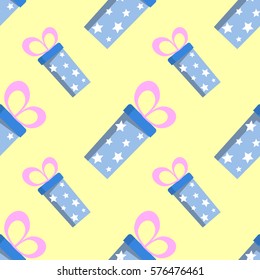 Gift boxes with ribbons and bows. Flat design. Vector illustration