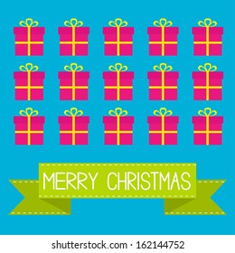 Gift boxes with ribbons and bows. Merry Christmas card. Vector illustration.