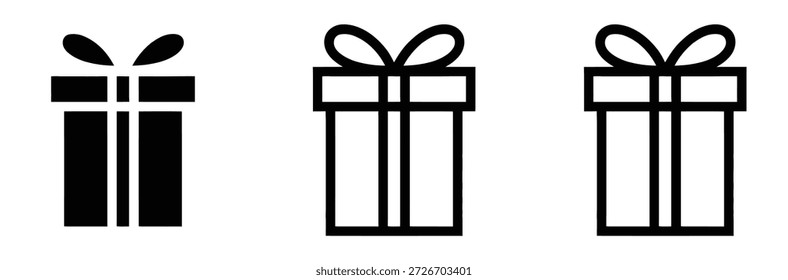 Gift boxes with ribbons,Gift box icons in Trendy Flat style. Gift boxes with ribbon icons Set. Gift box flat line silhouette set.Gift box. Present sign.