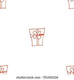 Gift boxes seamless background. Linear, outline art. Light Christmas background Vector illustration The theme of winter, new year, holiday for printing on fabrics, paper, covers, postcards, gift wrap