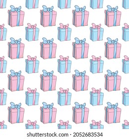 Cajas de regalo sin problemas. Ilustración vectorial brillante. El concepto de fiestas, celebraciones y ventas.