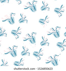 gift boxes seamless pattern isolated on white
