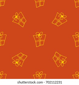 Gift boxes seamless pattern. Line, outline art. Light Christmas background Vector illustration The theme of winter, new year, holiday for printing on fabrics, paper, covers, postcards, gift wrap