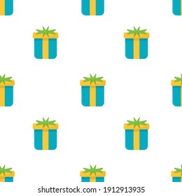 Gift boxes seamless pattern on white. Vector illustration.
