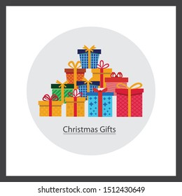 Gift boxes. Set of colorful presents. Vector illustration