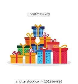 Gift boxes. Set of colorful presents. Vector illustration