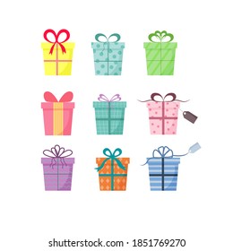 
Gift boxes set. Flat vector illustration. New Year gifts.