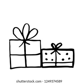 Gift boxes set, hand drawn,