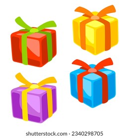 Geschenkbox-Set. Herzlichen Glückwunsch zum Geburtstag und zur Party-Illustration.