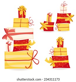 Gift boxes set. Holiday presents collection. Vector illustration