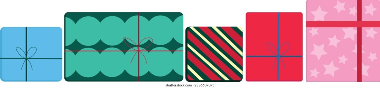Gift boxes set. Holidays celebration banner. Boxing Day