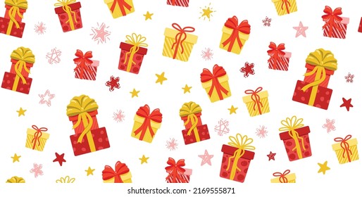 Gift boxes set, star, hand drawn illustrations.