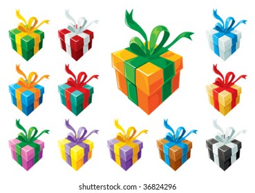Gift boxes set uniform colors