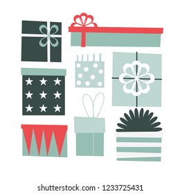 Gift boxes set. Vector elements for your design.