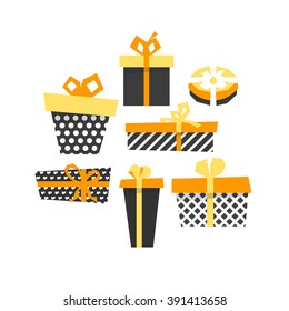 gift boxes set. vector flat cartoon style