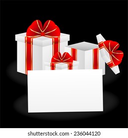 gift boxes and sheet of paper with a mestome for text,  vector  illustration
