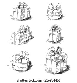 Gift Boxes Sketch Collection Isolated