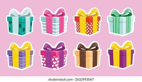 Gift boxes stickers elements