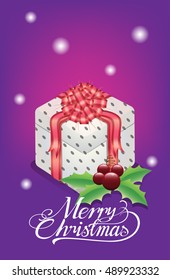 Gift boxes tied with red ribbon message of Merry Christmas.
