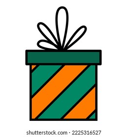 Gift boxes traditional Christmas icon for web and mobile app, banners, social media. New Year, Christmas celebrating, decorations gift present surprise flat vector illustration