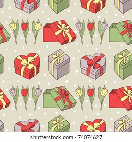 gift boxes with tulip seamless