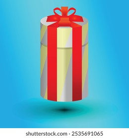 Gift boxes vector EPS 10. 3D realistic vector icon illustration. Open and closed white gift boxes with red silky ribbon bow. Present box with glow inside isolated on white background.