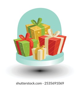 Gift boxes vector EPS 10. 3D realistic vector icon illustration. Open and closed white gift boxes with red silky ribbon bow. Present box with glow inside isolated on white background.