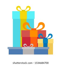 Gift Boxes. Vector flat graphic illustration. Texture. Isolated object on a white background. Isolate.