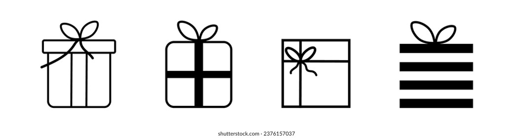 Gift Boxes Vector Icons. Present Gift Box. Christmas Box. Surprise Present in linear design