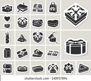 gift boxes vector icons set. paper stickers