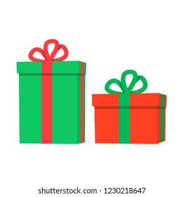 Gift boxes vector illustration. Flat design. Christmas present symbol